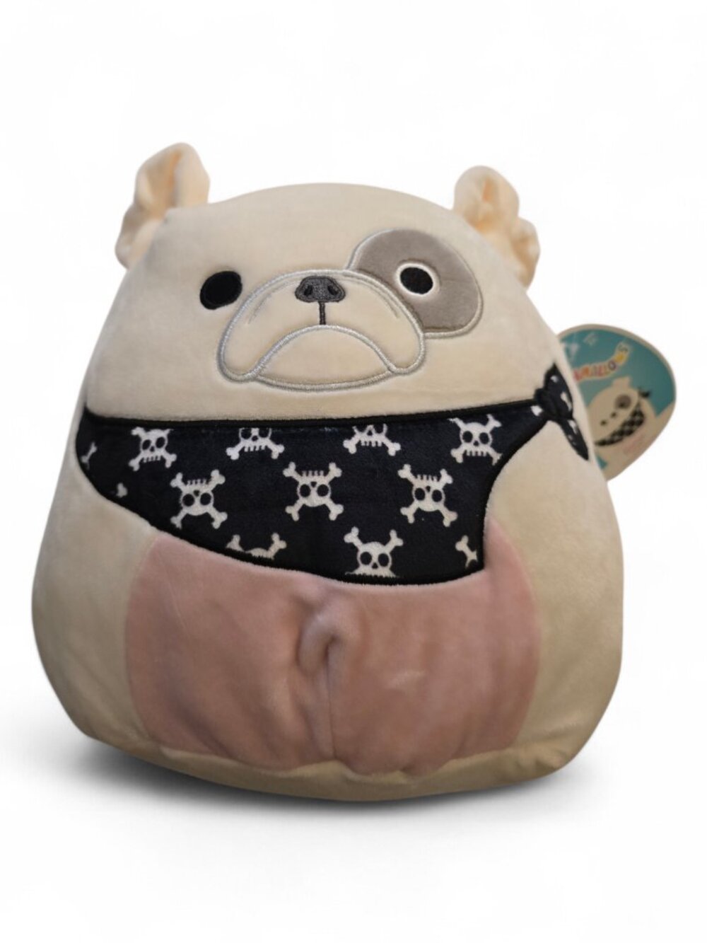Squishmallows Elanor French Bulldog 8” Plush NWT Dog Skull Bandana Kellytoy